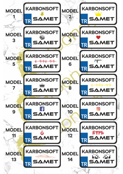 Karbon Soft Kişiye Özel  Ahşap Dekor Plaka, Bisiklet Plaka, Isimli Plaka, Cam Önü Plakası, Aksesuar Plaka