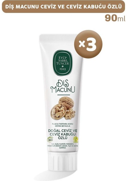 Diş Macunu Ceviz ve Kabuğu Özlü 90 ml x 3