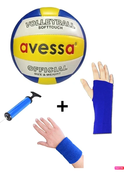 VLB-100 3'lü Set Deri Soft Touch 3 Astar Dikişli Voleybol Topu + Pompa + Kolluk + Havlu Bileklik