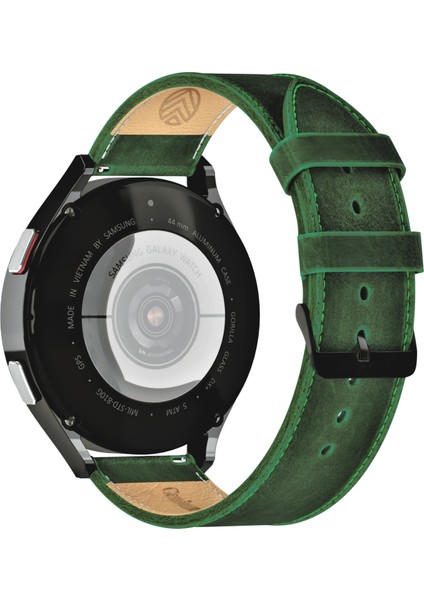 Samsung Galaxy Watch 4 - 5 - 6 - 7 Pro Watch 6 Classic 40MM 43MM 44MM 47MM Watch 5 / Watch 5 Pro 40 44 45 Watch 4 40 42 44 46MM 20MM Yeşil Deri Kordon