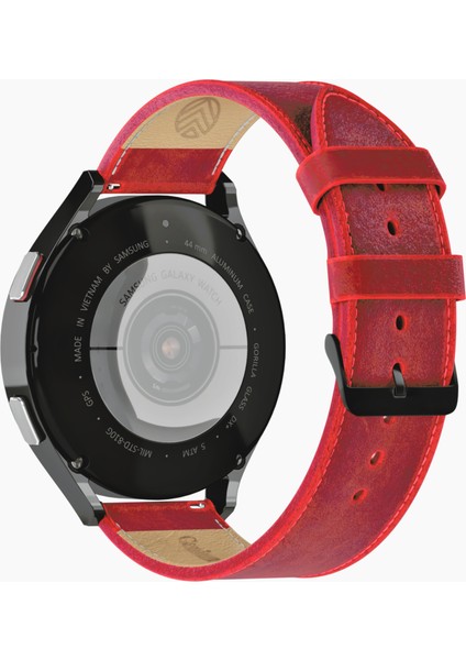 Samsung Galaxy Watch 4 5 6 7 Watch 6 Classic 40MM 43MM 44MM 47MM Watch 5 / Watch 5 Pro 40 44 45 Watch 4 40 42 44 46MM 20MM Kırmızı Deri Kordon