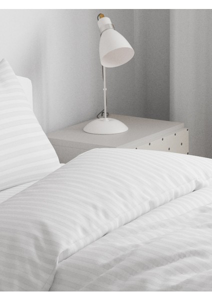 Tek Kişilik Saten Çizgili Beyaz Nevresim Takımı fiyatları