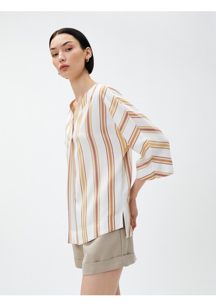 V Yaka Bluz Pile Detaylı