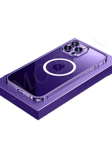 Apple iPhone 14 Pro Kılıf Kamera Lensli Metal Çerçeve Bumper Kilitli Kapak