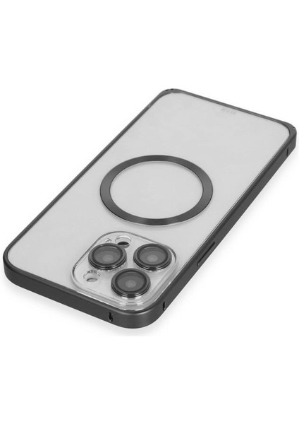 Apple iPhone 13 Pro Max Kılıf Kamera Lensli Metal Çerçeve Bumper Kilitli Kapak