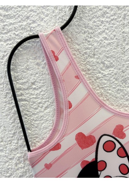 Kız Çocuk Mayo Minnie Mouse Pembe Dijital Baskılı Deniz Havuz Mayosu Çocuk Mayo