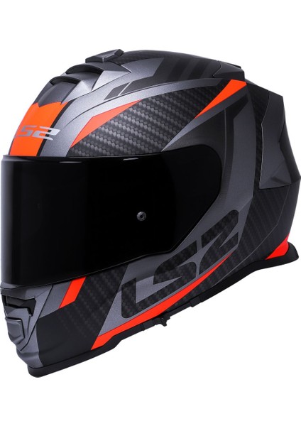 Storm Racer Mat Tıtanıum-Turuncu Kask Siyah Cam