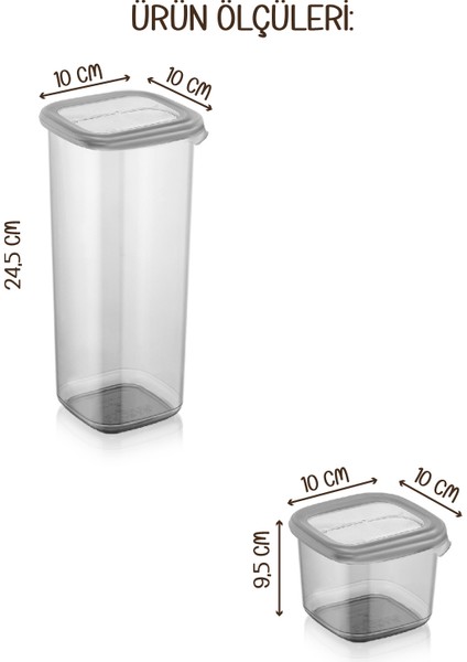 Beyaz Serigrafi Etiketli 15LI Peggy Kare Erzak Saklama Kabı 9x(0,55 Litre) - 6x(1,75 Litre) Antrasit indirimleri