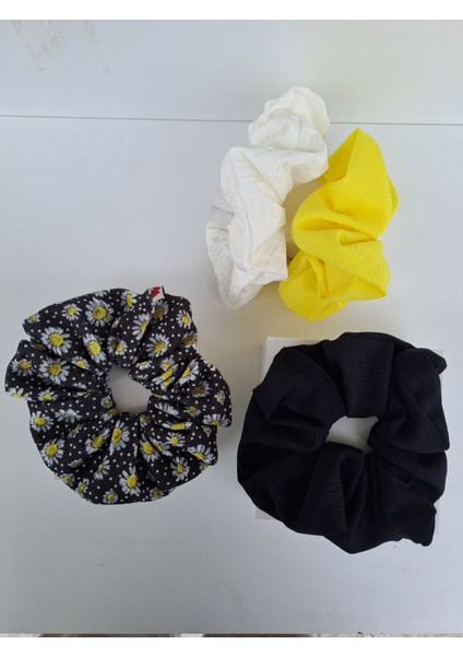 4'lü Kadın Scrunchie Saç Tokası, Saç Lastiği, Simit Toka, Saç Lastik, Saç Toka, Lastik Toka fırsatları