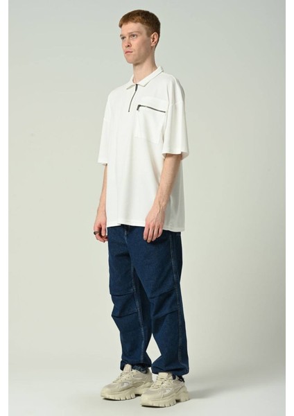 Erkek Polo Yaka Tek Cepli Oversize Kısa Kollu T-Shirt modelleri