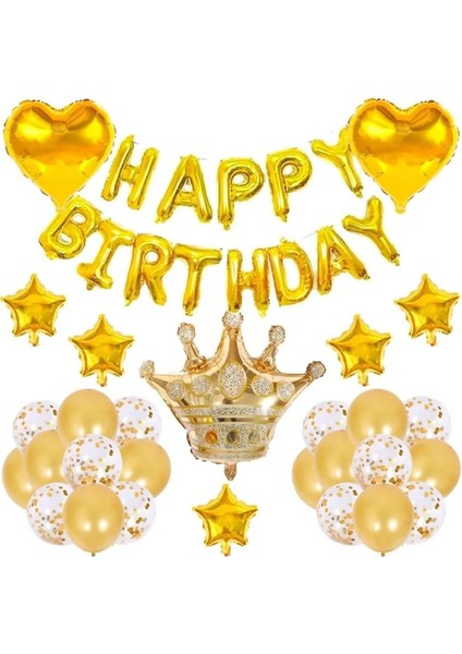 Kral Taçlı Doğum Günü Balon Seti