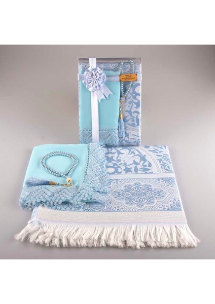 Tesbih Seccade Şal Set (Bebe Mavi)