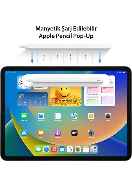 iPad Pro 11" 2. 3. 4. Nesil Tablet Kalemi Palm Rejection Avuç Içi Reddi ve Eğim Özellikli Manyetik Şarjlı Kalem