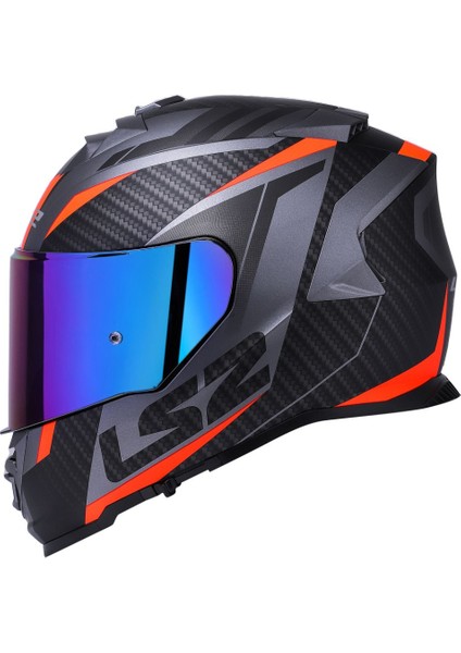 Storm Racer Mat Tıtanıum-Turuncu Kask Gök Küşağı Cam