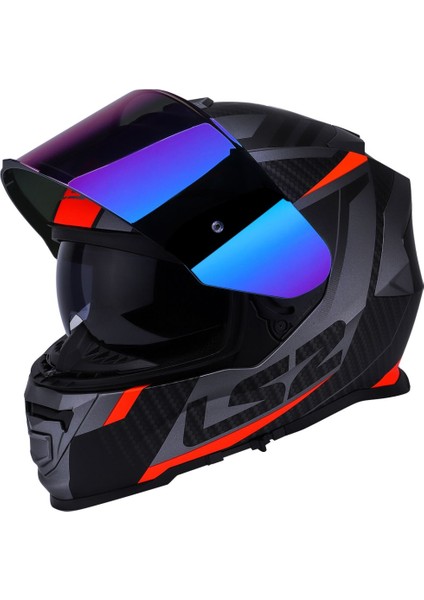 Storm Racer Mat Tıtanıum-Turuncu Kask Gök Küşağı Cam fırsatları