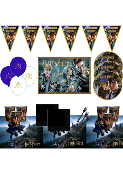 Harry Potter Afişli 8 Kişilik Doğum Günü Parti Malzemeleri Seti