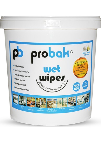 Wet Wipes Islak Kova Mendil Beyaz Sabun Kokulu 75 mt (300 Adet)