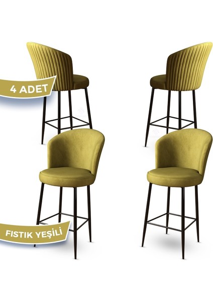 Concept Fora Serisi Mutfak Bar Sandalyesi Babyface Kumaş Siyah Metal Ayak 4 Adet Sandalye