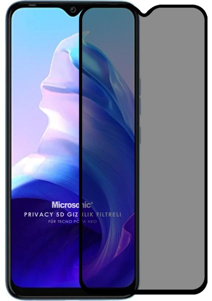 Tecno Pova Neo Privacy 5d Gizlilik Filtreli Cam Ekran Koruyucu Siyah