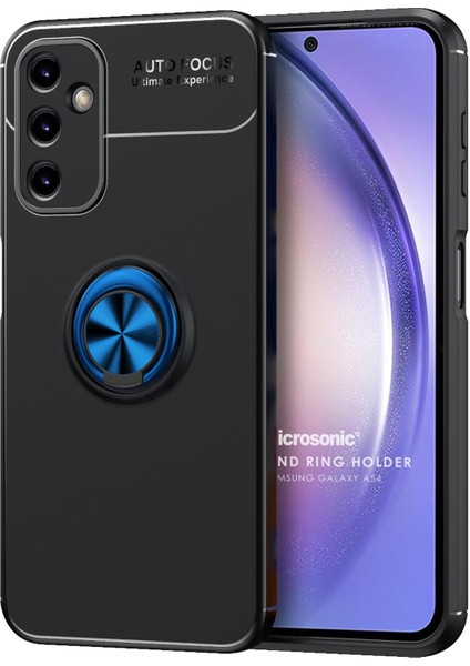 Samsung Galaxy A54 Kılıf Kickstand Ring Holder Siyah Mavi
