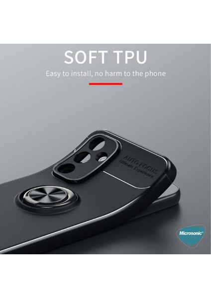 Samsung Galaxy A54 Kılıf Kickstand Ring Holder Siyah Mavi