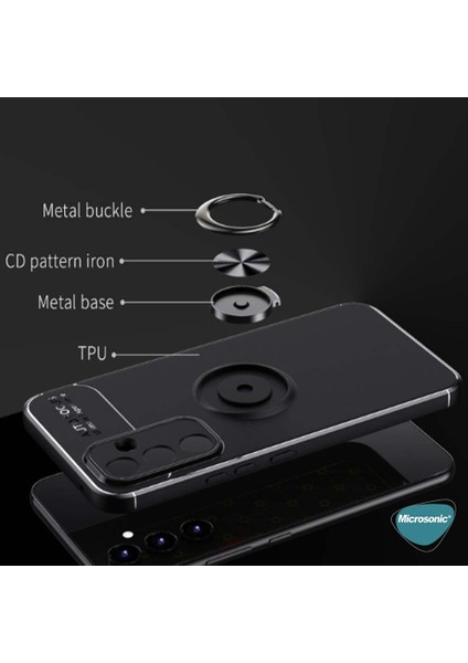 Samsung Galaxy A54 Kılıf Kickstand Ring Holder Siyah Mavi