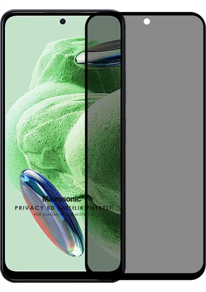 Xiaomi Redmi Note 12 Privacy 5d Gizlilik Filtreli Cam Ekran Koruyucu Siyah