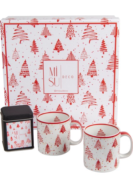 Pino Yılbaşı Ağacı Desenli 2'li Kupa Seti