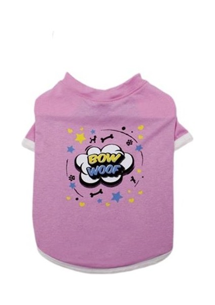 Bow Woof Pembe Kedi & Köpek T-Shirt Xl