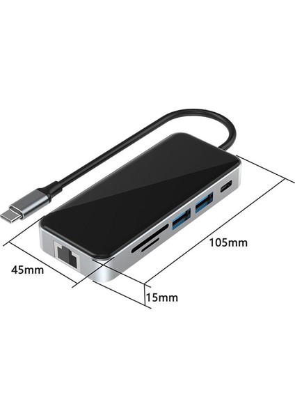 Gn-89 Type-C To RJ45 Ethernet Adaptörü 10 In 1 HDMI Kart Okuyucu USB Hub Dock Istasyonu