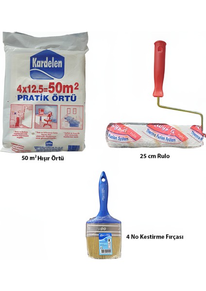 Hışır Örtü + Rulo + Kestirme Fırça Boyacı Seti