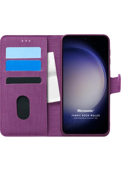 Samsung Galaxy S23 Kılıf Fabric Book Wallet Mor