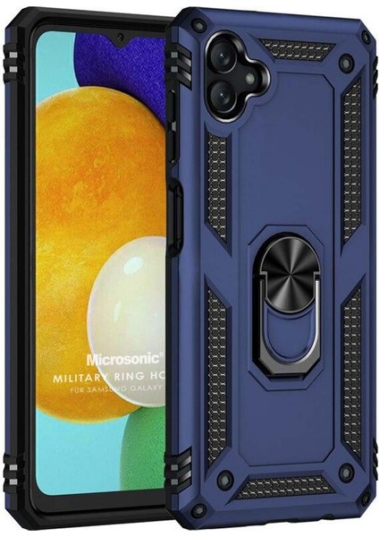 Samsung Galaxy A04 Kılıf Military Ring Holder Lacivert