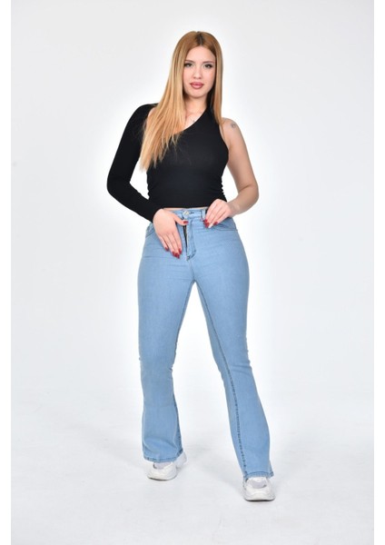 Ispanyol Paça Kot Pantolon Mavi - 38