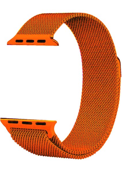 Apple Watch Seri 1/2/3/4/5/6/7/8/SE/Ultra 38mm 40mm 41mm 42mm 44mm 45mm 49mm Kordon Kayış Metal Hasır Milano Loop KRD-01 Orange