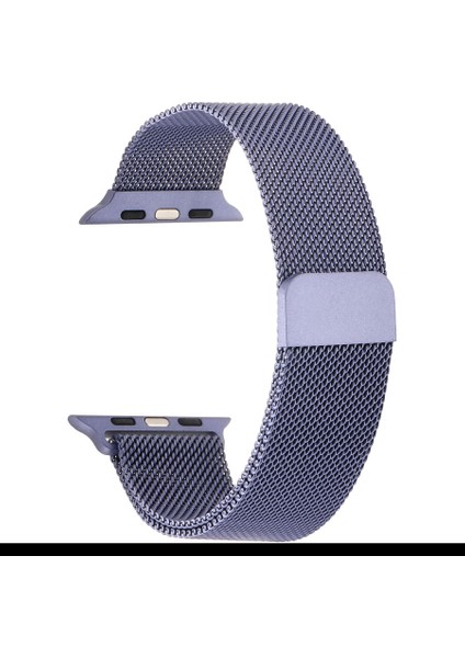 Apple Watch Seri 1/2/3/4/5/6/7/8/SE/Ultra 38mm 40mm 41mm 42mm 44mm 45mm 49mm Kordon Kayış Metal Hasır Milano Loop KRD-01 Derin Mor