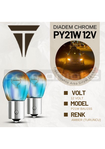 Dıadem 12 Volt PY21W 93 Chrome Desıgn Turuncu amber ışık fırsatları