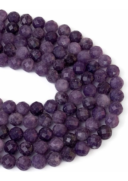8 mm Faset Kesim Lepidolit Taşı Dizi