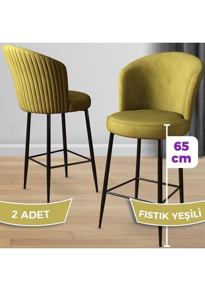Concept Alte Serisi Mutfak Bar Sandalyesi Babyface Kumaş Siyah Metal Ayak 2 Adet Sandalye