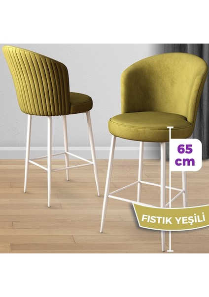 Concept Alte Serisi Mutfak Bar Sandalyesi Babyface Kumaş Beyaz Metal Ayak 4 Adet Sandalye