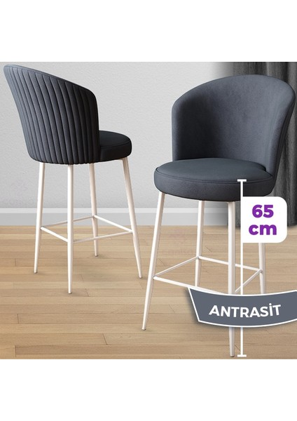 Concept Alte Serisi Mutfak Bar Sandalyesi Babyface Kumaş Beyaz Metal Ayak 4 Adet Sandalye