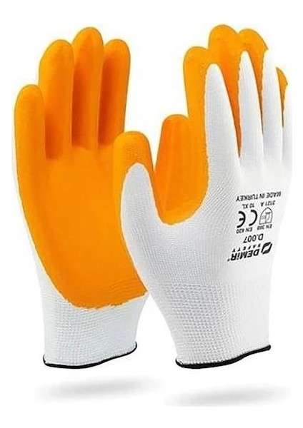 D.007 Sarı Nitril Avuç Içi Kaplamalı 12 Li Paket Eldiven No:10