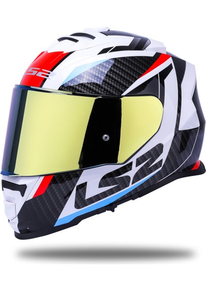 Storm Racer Mavi-Kırmızı Kask Sarı Cam