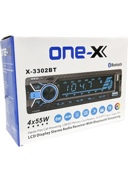 X-3302BT 4X55W Usb, Sd, Mp3, Aux, Bluetooth LCD Ekran Stereo Oto Teyp