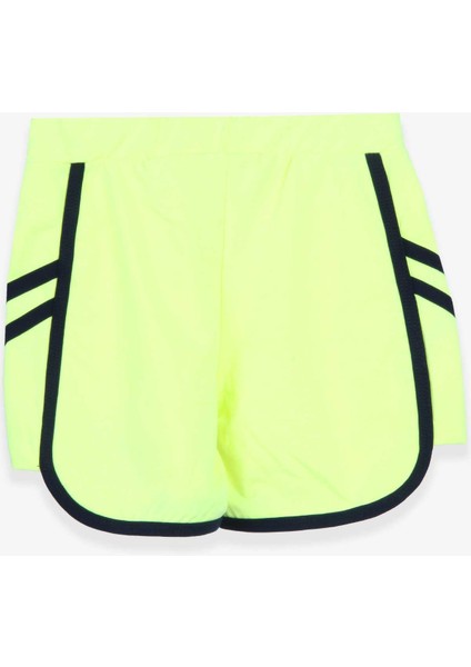 Kız Çocuk Şort Pullu Kalpli 3-7 Yaş, Neon Yeşil