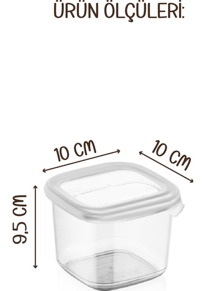 Renkli Etiketli Kaşıklı 6lı 0,55 Litre Peggy Kare Erzak Saklama Kabı Beyaz indirimleri