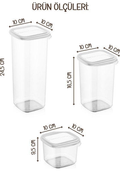 Renkli Etiketli 24LÜ Peggy Kare Erzak Saklama Kabı 8x(0,55 Litre, 1,2 Litre, 1,75 Litre) Beyaz indirimleri