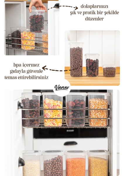 Renkli Etiketli 15LI Peggy Kare Erzak Saklama Kabı 9x(0,55 Litre) - 6x(1,75 Litre) Beyaz modelleri