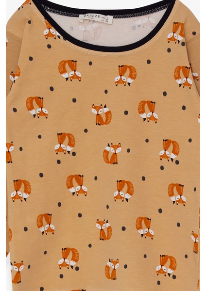 Kız Bebek Pijama Takımı Tilkicik Desenli 9 Ay-3 Yaş, Açık Kahverengi modelleri