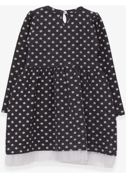 Kız Çocuk Uzun Kollu Elbise Puantiyeli Beyaz Çiçekli 3-7 Yaş, Antrasit fiyatları